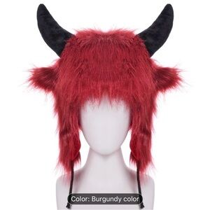 Furry Red Devil Horn Costume Hat